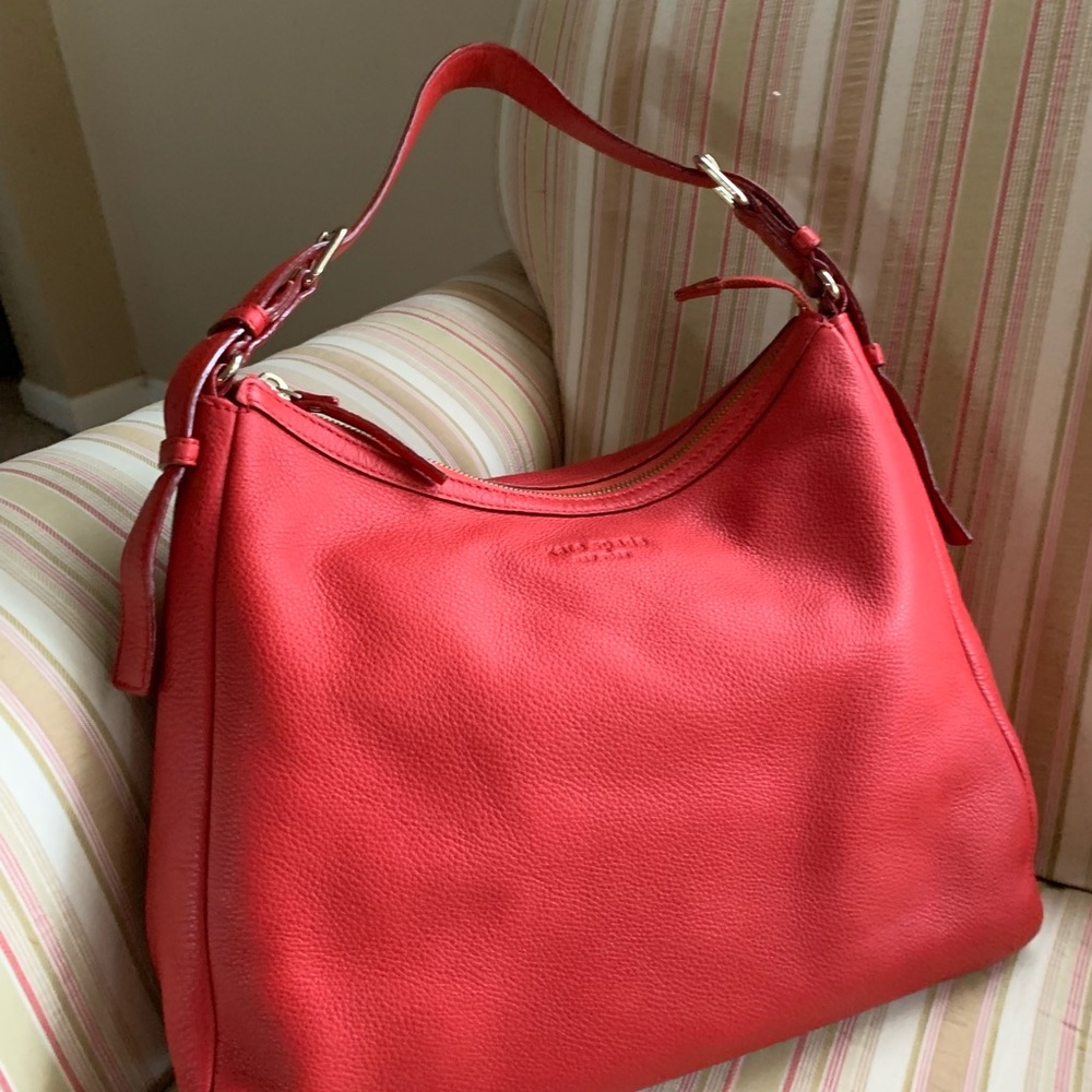 Kate Spade Soft Leather Vibrant Red Hobo Bag